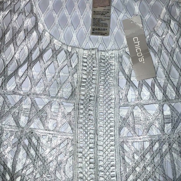 Chico’s Travelers Collection Foiled Strip Jacket Size 3 - Picture 9 of 11